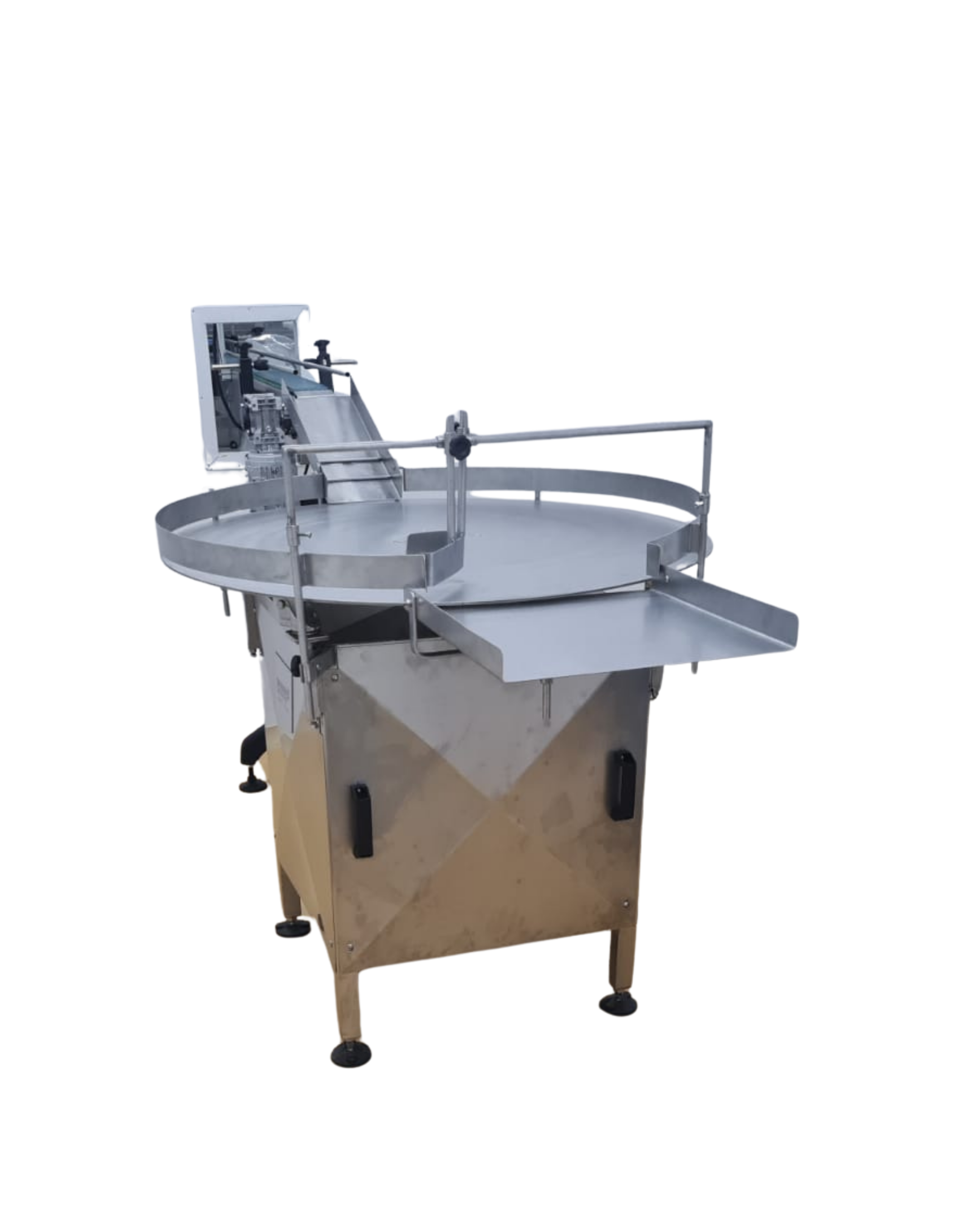 Mesa acumuladora giratória em aço inox